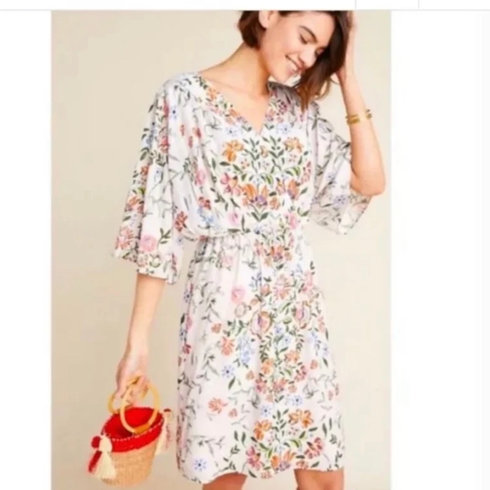 Anthropologie Laia Floral Botanical cottage romantic garden Dress Size XS NWT